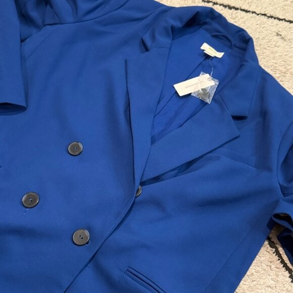 ANTHROPOLOGIE MAEVE DOUBLE BREASTED LONGLINE BLAZER JACKET COAT ROYAL BLUE 12 - Picture 4 of 8